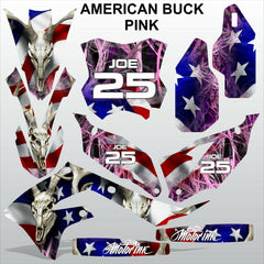 Kawasaki KXF 450 2019 AMERICAN BUCK PINK motocross racing decals MX graphics kit