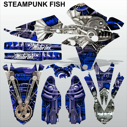 Yamaha YZF 250 450 2014 STEAMPUNK FISH motocross decals racing set MX graphics