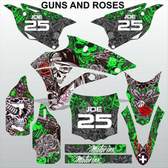 Kawasaki KX 85-100 2014-2020 GUNS AND ROSES motocross racing decals MX graphics