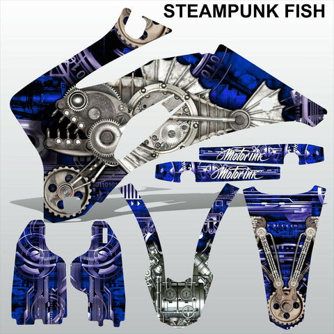 Yamaha WR 450F 2007-2013 STEAMPUNK FISH motocross racing decals set MX graphics