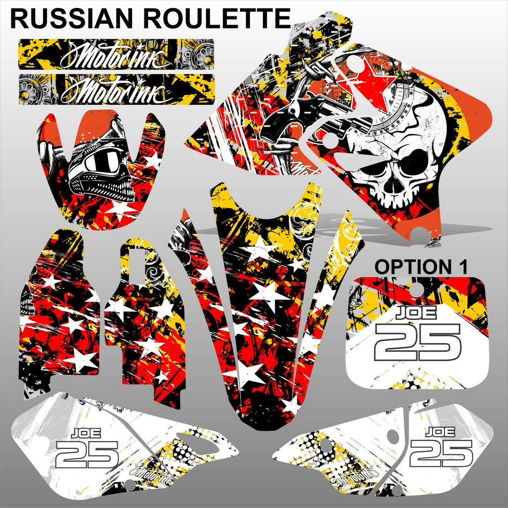 Kawasaki KLX 400 RUSSIAN ROULETTE motocross decals set MX graphics stripe kit
