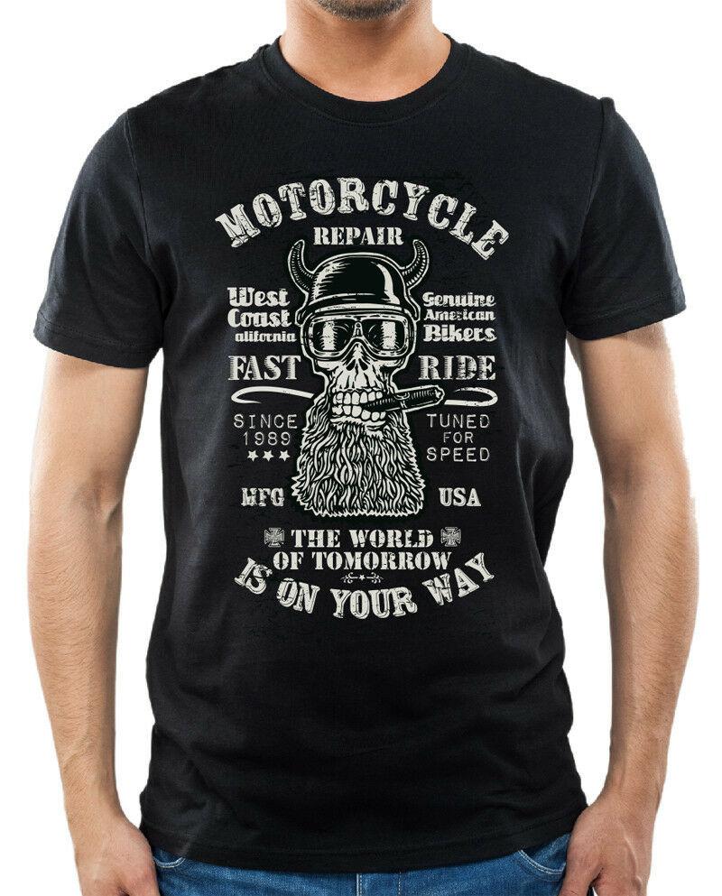 MOTORCYCLE REPAIR mens t-shirt tattoo bike skull harley fight biker davidson001