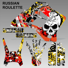 Kawasaki KDX 200 220 1995-2008 RUSSIAN ROULETTE motocross decals set MX graphics