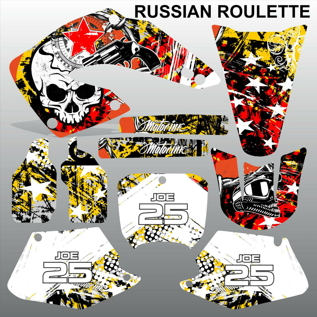Honda CR125 CR250 2000 2001 RUSSIAN ROULLETE  motocross decals set MX graphics