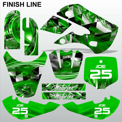 Kawasaki KLX110 2000-2009 GREEN FINISH LINE motocross decals MX graphics stripes