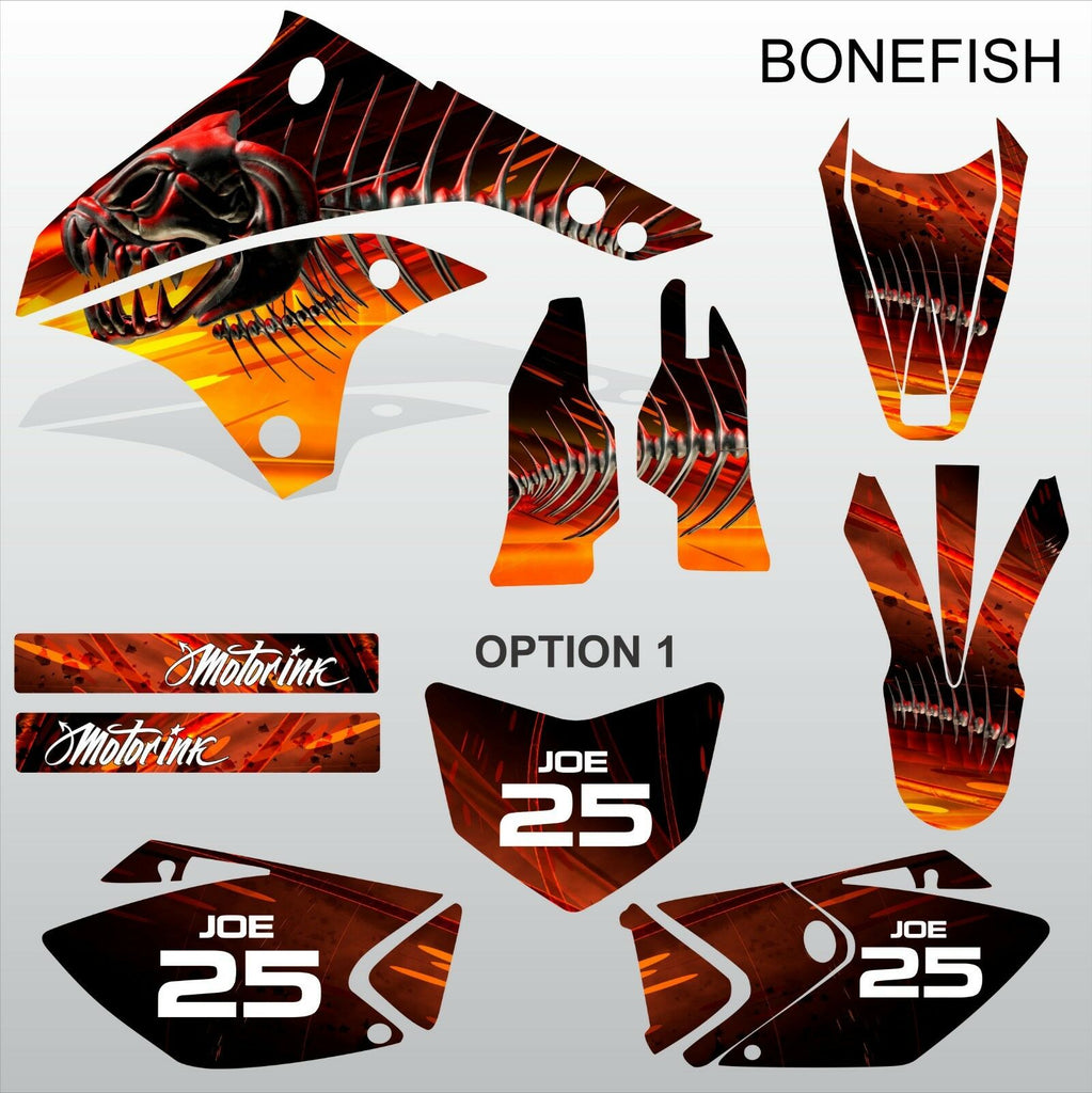 Kawasaki KLX 450 2008-2012 BONEFISH motocross decals set MX graphics stripe kit