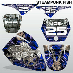 Yamaha PW80 STEAMPUNK FISH motocross racing decals set MX graphics stripe kit