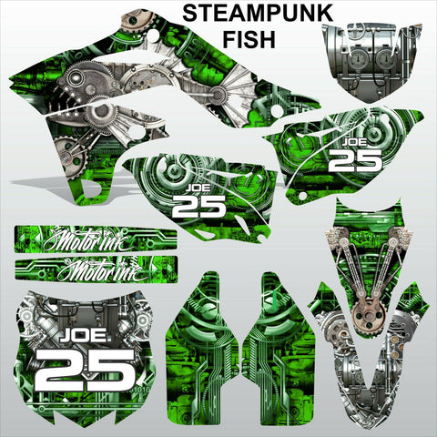 Kawasaki KXF250 2013-2016 STEAMPUNK FISH motocross racing decals set MX graphics